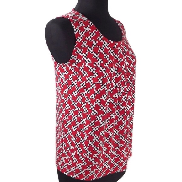 ANNE KLEIN Red Black White Houndstooh Career Top S - Picture 5 of 8